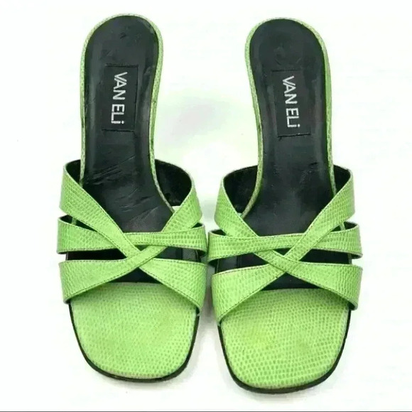 Vaneli heels 8.5 S green leather snakeskin print - Picture 5 of 11